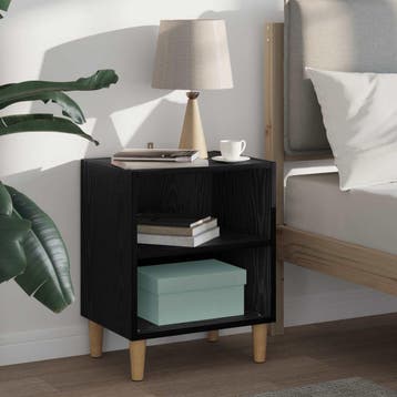 vidaXL Bedkast Zwart Eiken 40 x 30 x 50 cm Bewerkt hout, Verzenden