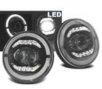 PHARES POUR JEEP WRANGLER 96-18 ANGEL EYES FULL LED NOIR, Verzenden