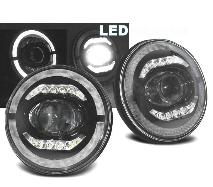 PHARES POUR JEEP WRANGLER 96-18 ANGEL EYES FULL LED NOIR, Autos : Pièces & Accessoires, Éclairage, Envoi