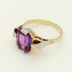 Ring - 14 karaat Geel goud, Witgoud Saffier, Nieuw