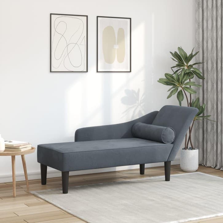 vidaXL Chaise longue met kussens fluweel donkergrijs, Huis en Inrichting, Zetels | Zetels en Chaises Longues, Nieuw, Verzenden