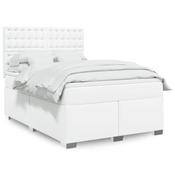 vidaXL Boxspring met matras kunstleer wit 140x200 cm, Verzenden, Nieuw
