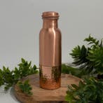 Puur koperen waterfles half gehamerd ± 750 ml (zware, Ophalen of Verzenden