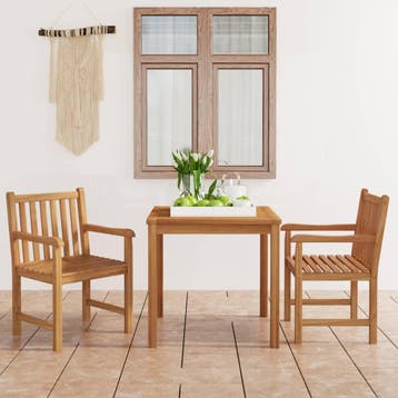 vidaXL 3-delige tuinset 80x80 cm massief teakhout, Verzenden, Tuinset