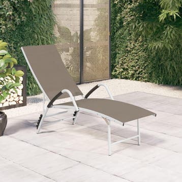 vidaXL Ligbed textileen en aluminium taupe, Verzenden, Nieuw