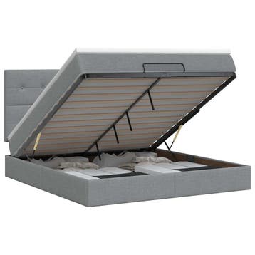 vidaXL Ottoman bed met matras Lichtgrijs 140 x 190 cm Stof, Maison & Meubles, Verzenden