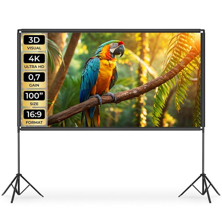 Beamerdoek Cinema met inklapbare statieven, 16:9, 4K, HD, Audio, Tv en Foto, Televisiebeugels, Verzenden