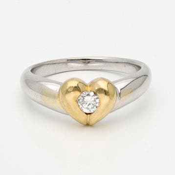 Ring - 18 karaat Witgoud, Geel goud Diamant (Natuurlijk)