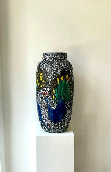 Scheurich - Vaas - 553-52 Pfau - Keramiek - XL Pauw, Antiek en Kunst, Kunst | Designobjecten