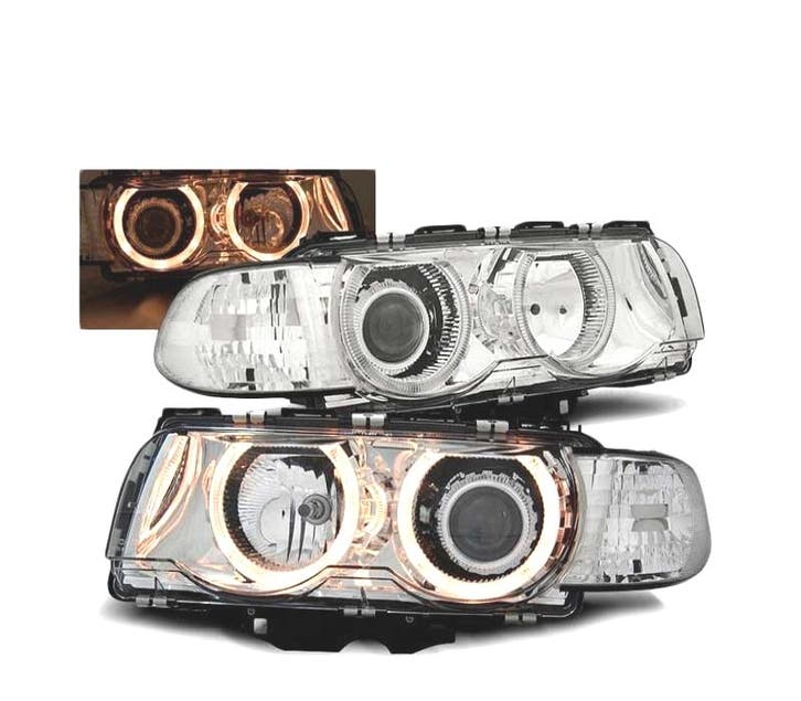 PHARES POUR BMW E38 98-01 H7 H7 ANGEL EYES CHROMÉ, Auto-onderdelen, Verlichting, Verzenden