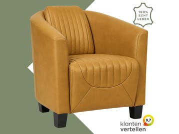 Leren fauteuil Press Special - Granada Amber (cognac) -, Maison & Meubles, Ophalen of Verzenden