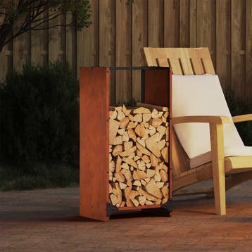 vidaXL Brandhoutrek 40x30x80 cm weervast staal, Tuin en Terras, Brandhout, Verzenden