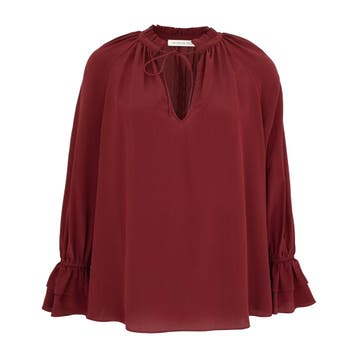 Alcidia da Veiga • zijden blouse bordeaux • 36, Verzenden, Nieuw, Alcidia da Veiga, Maat 36 (S)
