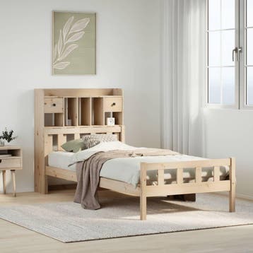 vidaXL Bed met boekenkast zonder matras massief grenenhout, Huis en Inrichting, Verzenden, Nieuw