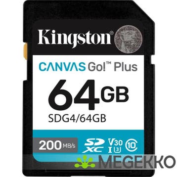 Kingston Technology 64GB SDXC Canvas Go Plus Gen4 200MB/s, Computers en Software, RAM geheugen, Verzenden, Nieuw
