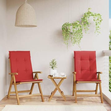 vidaXL Verstelbare klapstoelen met kussens, 2 stuks, massief, Verzenden, Nieuw