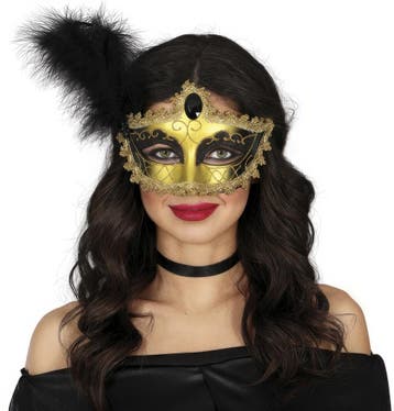 Venetiaans Oogmasker Goud Zwart, Verzenden, Nieuw