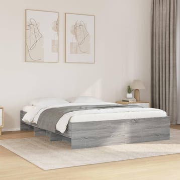 vidaXL Bedframe bewerkt hout grijs sonoma eikenkleurig, Verzenden, Nieuw