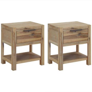 vidaXL Nachtkastjes met lades 2 st 40x30x48 cm massief, Verzenden, Nieuw