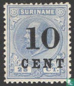 Suriname - Willem III, met opdruk - 1898, Postzegels en Munten, Postzegels | Suriname, Verzenden, Postfris