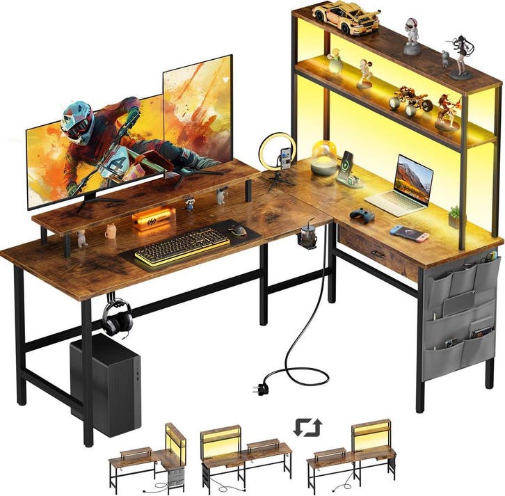 Gaming bureau - Gaming desk - Hoekbureau - 170x100 cm - Brui, Maison & Meubles, Bureaux, Envoi