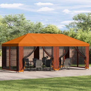 vidaXL Paviljoen met zijwanden 6 x 3 m Oranje Polyester en, Verzenden, Nieuw