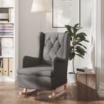 vidaXL Fauteuil met massief rubberwood schommelpoten stof, Verzenden, Nieuw