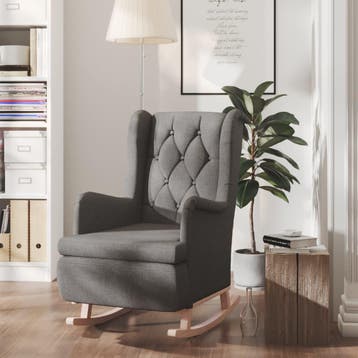 vidaXL Fauteuil met massief rubberwood schommelpoten stof, Huis en Inrichting, Verzenden, Nieuw