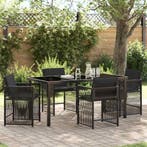 vidaXL Tuin Eettafel Set 5 pcs Zwart poly rattan, Verzenden, Nieuw