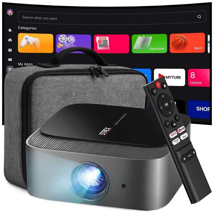 Strex Beamer - Smart 1080P Full HD Projector - 4K, Audio, Tv en Foto, Beamers, Nieuw, Verzenden