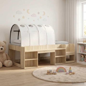 vidaXL Bedframe met Tunnel 3 st Sonoma eiken en wit Bewerkt, Verzenden