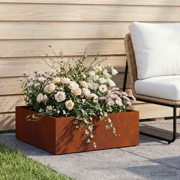 vidaXL Plantenbak Roestkleurig 40 x 40 x 20 cm weervast, Tuin en Terras, Bloempotten, Verzenden, Nieuw