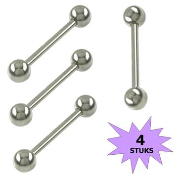 Fako Bijoux - Barbell Piercing - 19mm - Zilverkleurig - 4, Verzenden, Nieuw