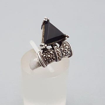 Zilver, Art Deco, Onyx - Ring - + Markasieten.