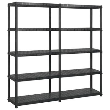 vidaXL Opbergrek 5-laags 170x40x185 cm kunststof zwart, Verzenden