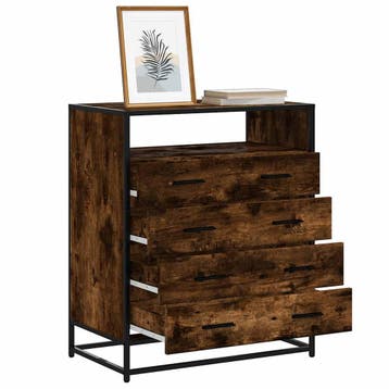vidaXL Ladekast 70x41x83,5 cm bewerkt hout gerookt, Verzenden, Nieuw