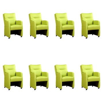 Set van 8 Leren eetkamerstoelen Sharp - Toledo Lime, Ophalen of Verzenden