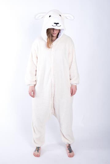 KIMU® Onesie Schaap Pak L-XL Schapenpak Kostuum Wit Lammetje, Ophalen of Verzenden