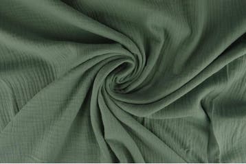 10 meter mousseline stof - oud groen - Double gauze, Verzenden, 120 cm of meer, Katoen, Groen