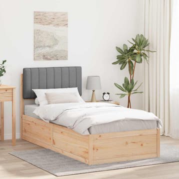 vidaXL Bedframe met Gevoerde Hoofdbord Lichtgrijs 90 x 200, Verzenden