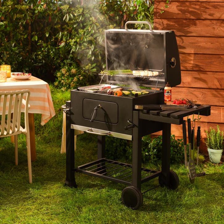 Barbecue à charbon XXL avec couvercle DURO - 880-0698AT |, Tuin en Terras, Houtskoolbarbecues, Verzenden