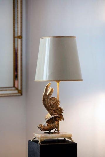 Lampe de table - brons/regule - Vechthaan sur Onyx pied