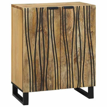 vidaXL Dressoir Naturel 60 x 33,5 x 75 cm Massief Mango Hout, Maison & Meubles, Verzenden