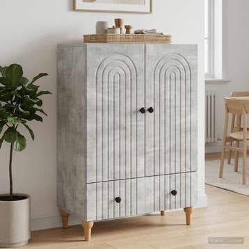 vidaXL Dressoir Betongrijs 66 x 34,5 x 95 cm Bewerkt hout, Verzenden