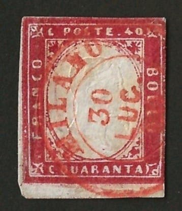 Anciens états italiens - Sardaigne 1855/1863 - 40c Rosso