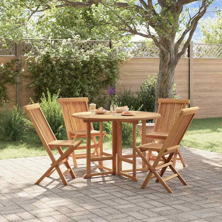 vidaXL 5-delige Tuinset inklapbaar massief teakhout, Jardin & Terrasse, Ensembles de jardin, Envoi