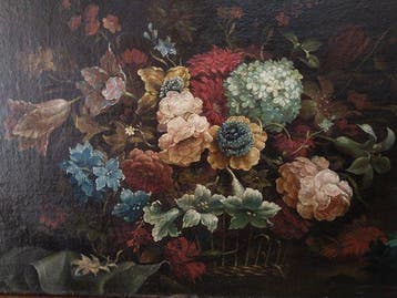 Europese school (XVIII) - Bodegón de flores, Antiek en Kunst