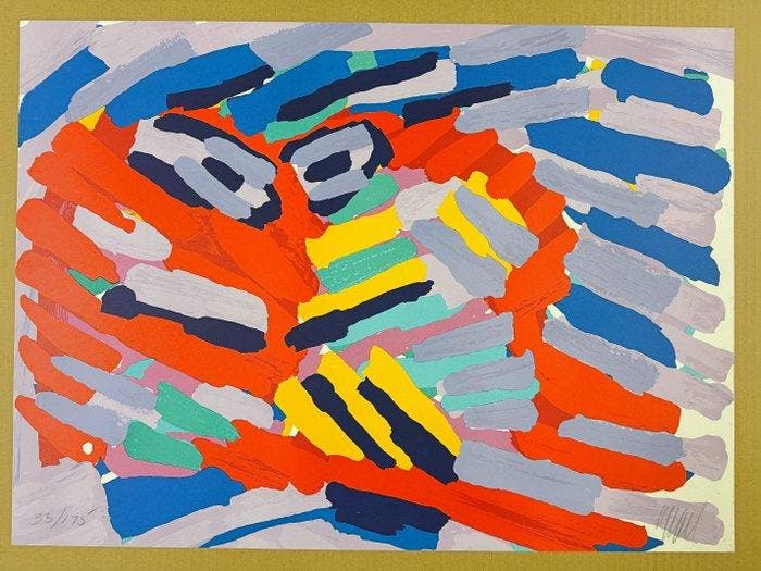 Karel Appel (1921-2006) - Big Red Head Lavender, Antiquités & Art, Antiquités | Autres Antiquités