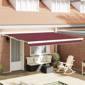 vidaXL Elektrische Zonneluifel 4 x 3 m Bordeauxrood 100%, Verzenden