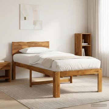 vidaXL Eenpersoonsbed met hoofdbord ROSTOCK Naturel 100 x, Verzenden, Nieuw